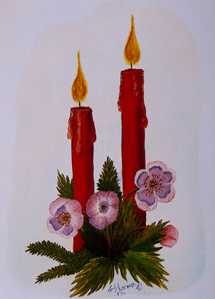 Red Candles with Flowers